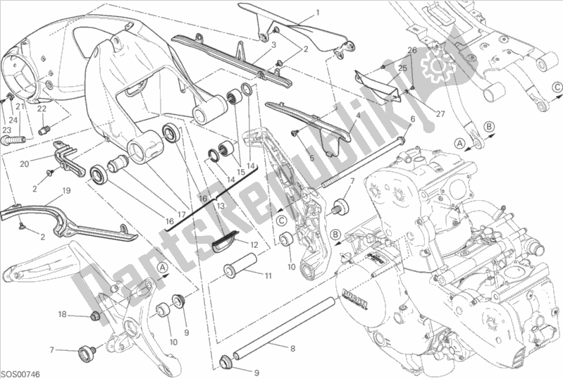 Todas as partes de 28a - Forcellone Posteriore do Ducati Monster 1200 S 2015